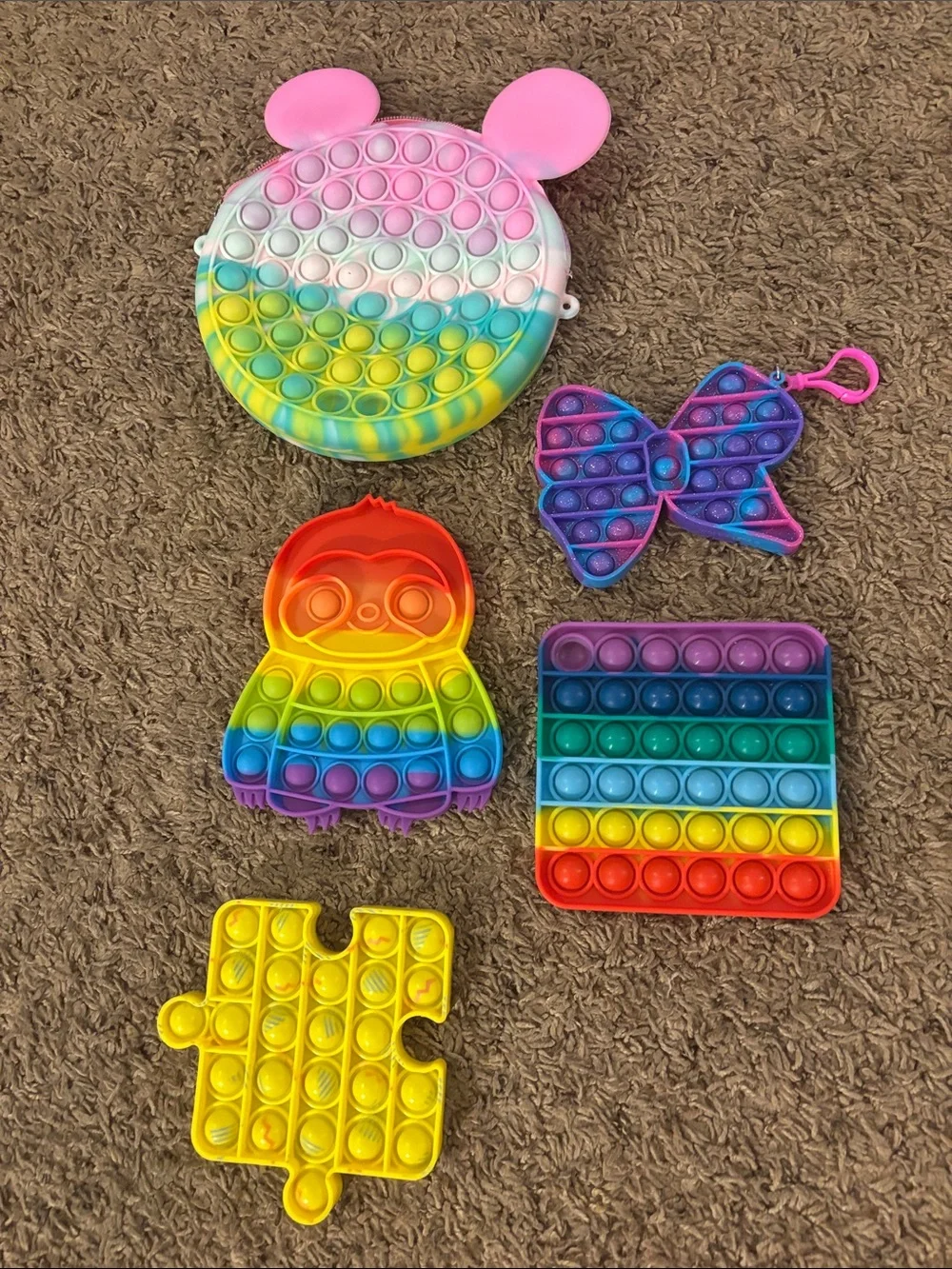 Assorted Rainbow Kids Pop-It Fidget Toys - Multi-Color Sensory Set